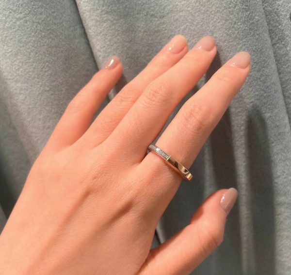 18K T Lock Diamond Rose Gold Ring - 图片 3