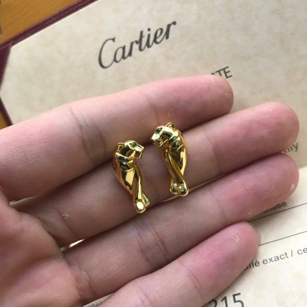 18K Tsavorite Garnet Panther Earrings - 图片 2