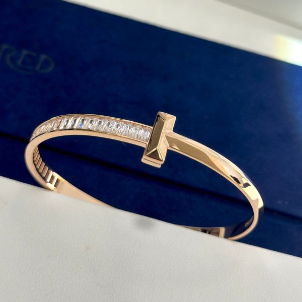 18K T1 Wide Diamond Hinged Bracelet - 图片 4