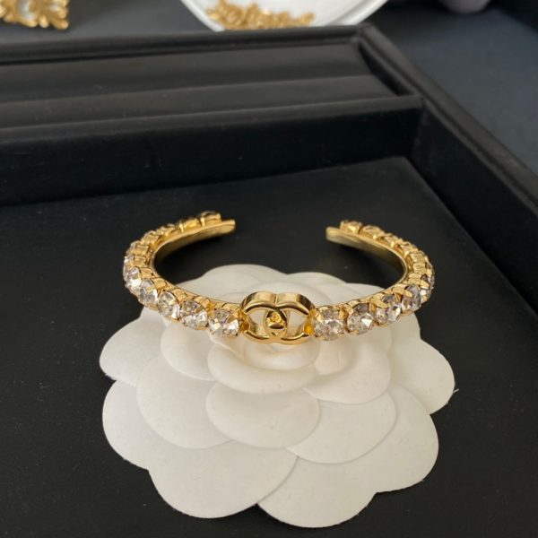 18K CC Crystal Open Cuff Bracelet - Image 4