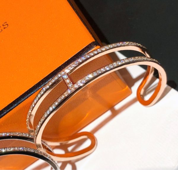 18K Ever Chain D’ancre Cuff Diamond H Bracelet - 图片 7