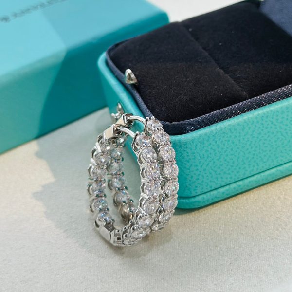 18K T Hoop Diamonds Earrings - 图片 4