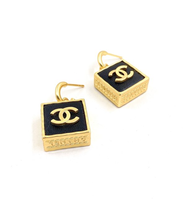 18K CC Black Bag Pendant Earrings - Image 4