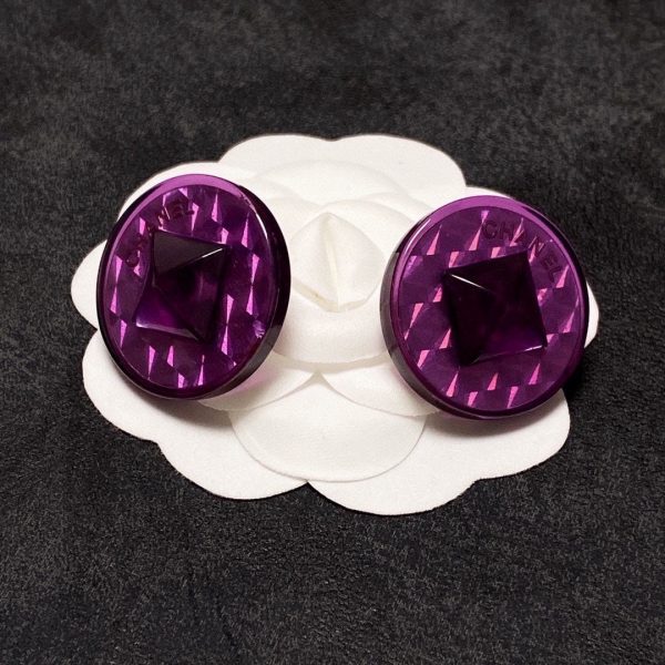 18K Vintage CC Purple Earrings - 图片 4