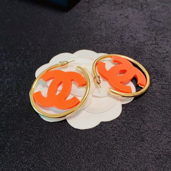 18K CC Color Logo Earrings - 图片 2