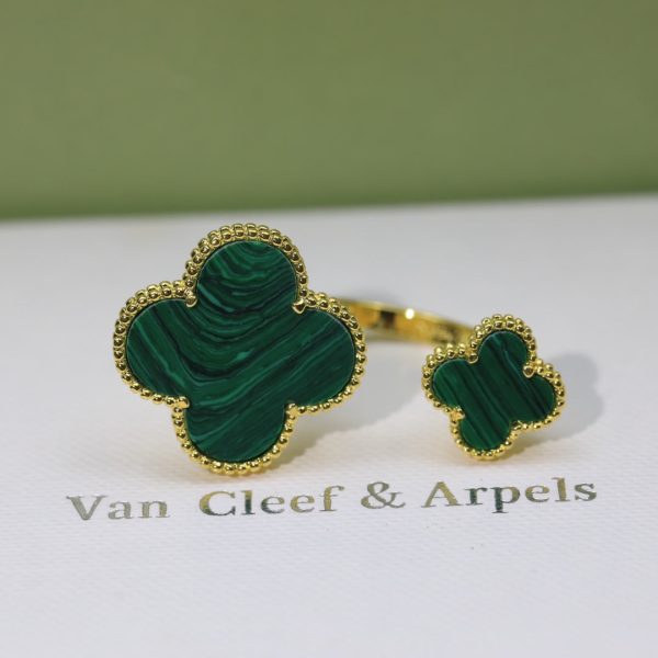 18K Magic Alhambra Malachite Clover Ring - 图片 4