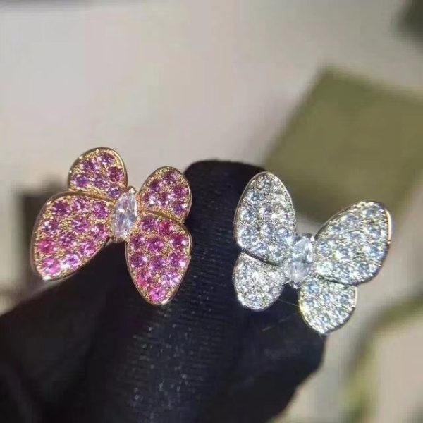 18K Two Butterfly Between the Finger Sapphire Ring - 图片 2