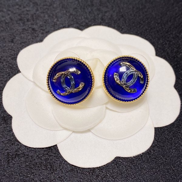 18K CC Blue Crystal Earrings - 图片 5