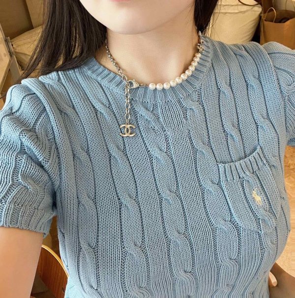 18K CC Pearls Crystals Necklace - 图片 8