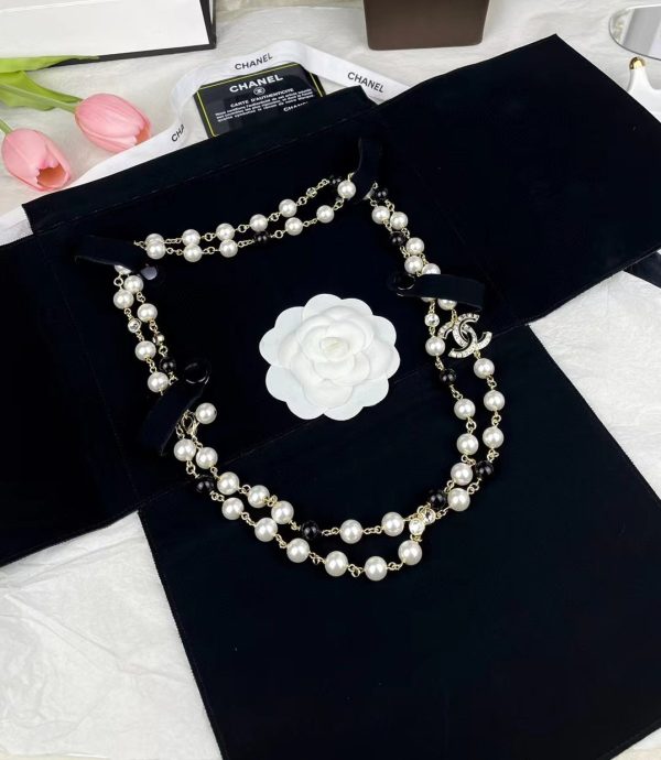 18K CC 23S Long Pearls Necklace - Image 4
