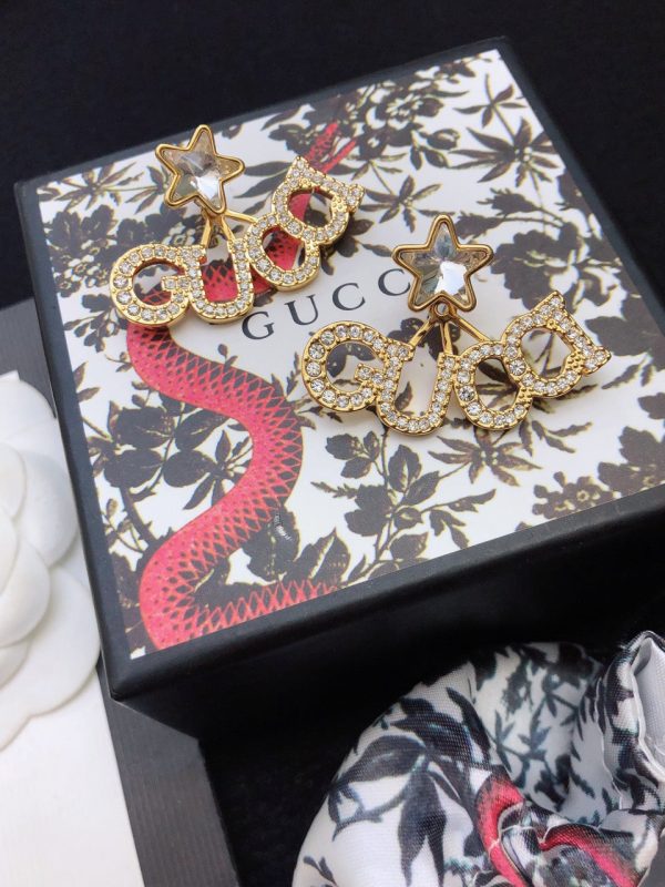18K Double G Script Star Earrings - 图片 6
