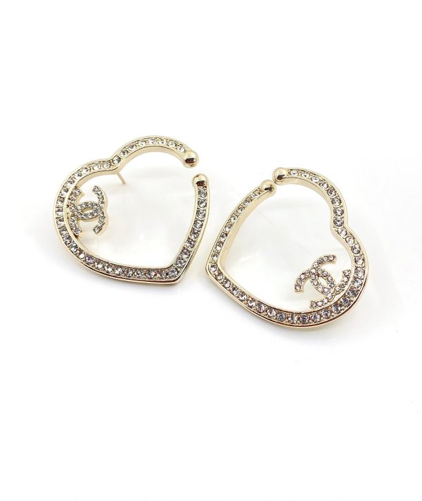 18K CC Diamond Heart Earrings - 图片 5