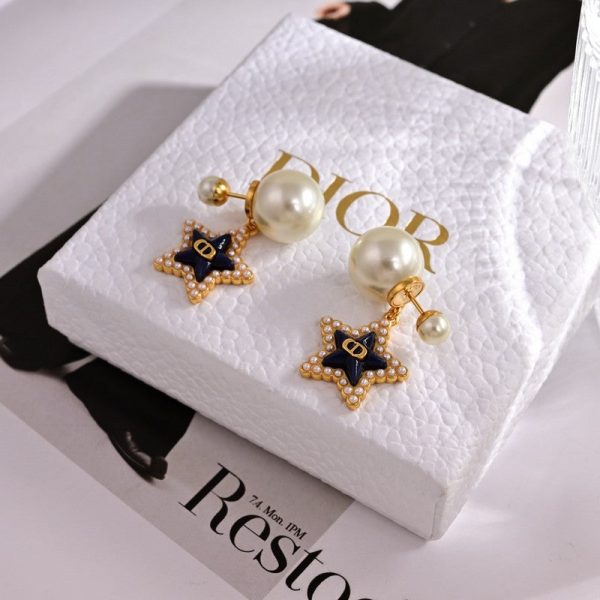 18K CD Tribales Star Pearl Earrings - 图片 4