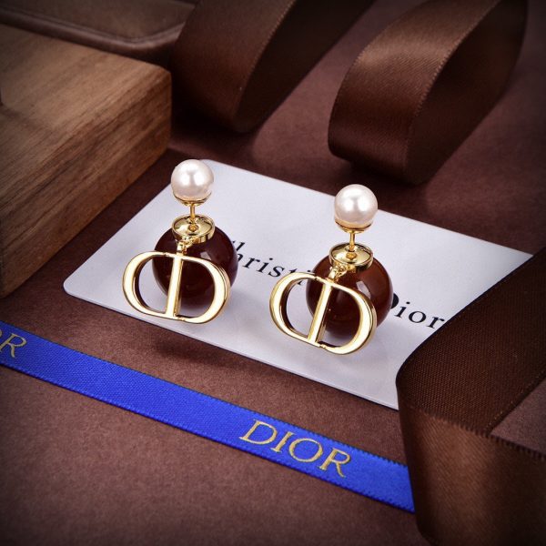 18K CD Tribales Brown Resin Pearls Earrings - 图片 6
