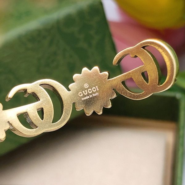 18K Double G Flowers Open Cuff Bracelet - 图片 5