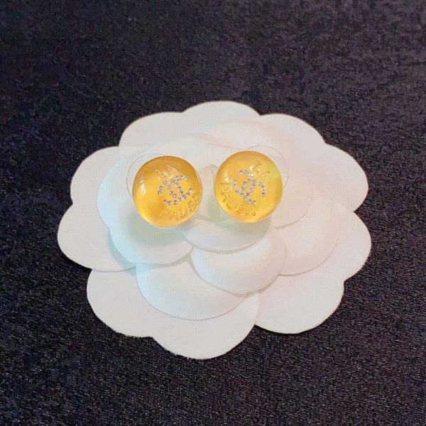 18K CC Yellow Round Earrings - 图片 5