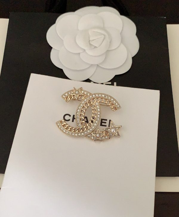 18K CC Star Crtystal Brooch - 图片 3