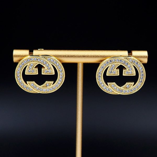 18K Double G Diamonds Earrings - 图片 4