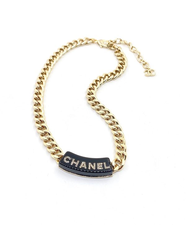 18K CC Black Logo Chain Necklace - Image 4