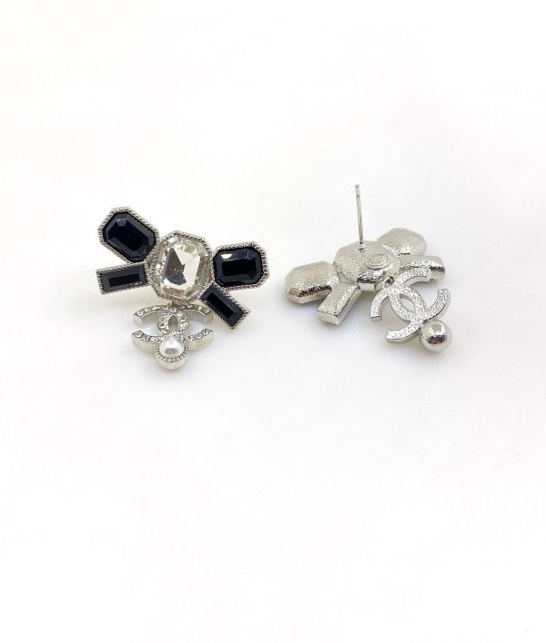 18K CC Bow Tie Crystals Earrings - 图片 5