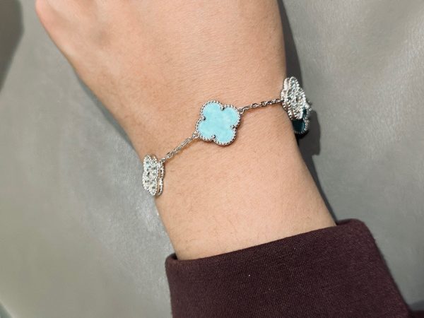 18K Vintage Alhambra Five Motifs Agate Bracelet - 图片 2