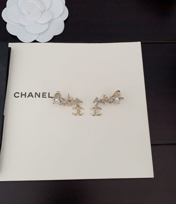 18K CC Script Diamonds Earrings - 图片 4