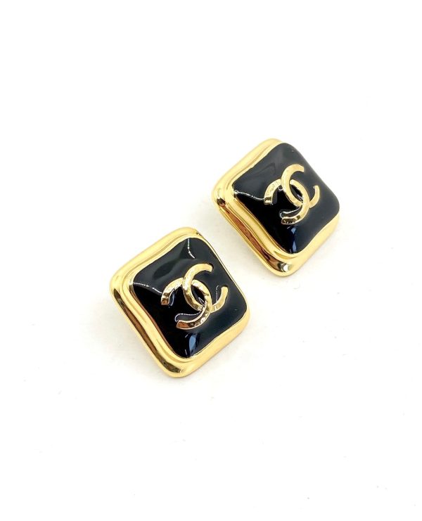 18K Square CC Earrings - 图片 4