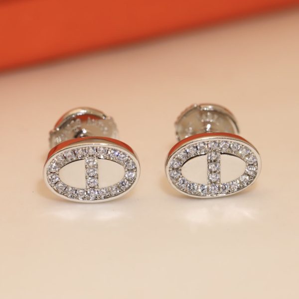 18K Mini Farandole Diamond H Earrings - 图片 2