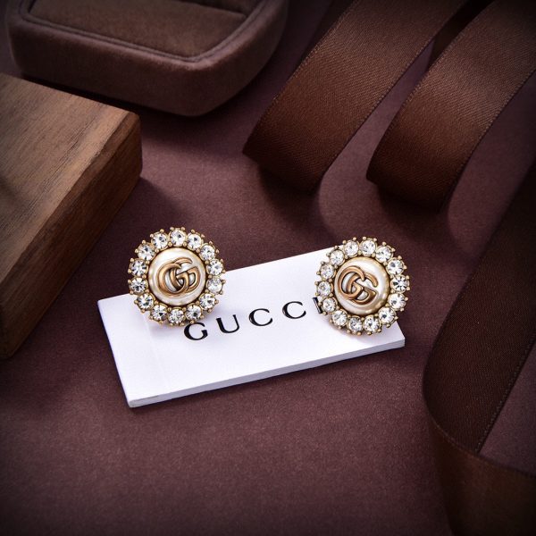 18K Double G Flower Crystals Earrings - 图片 5