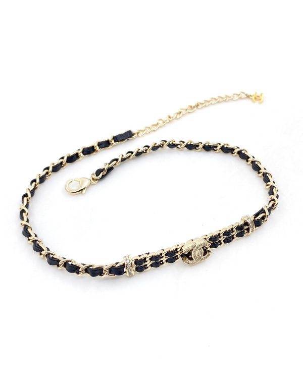 18K CC Leather Choker Necklace - 图片 4