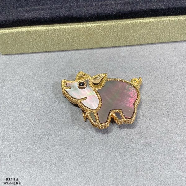 18K Lucky Animals Pig Clip Brooch - 图片 4