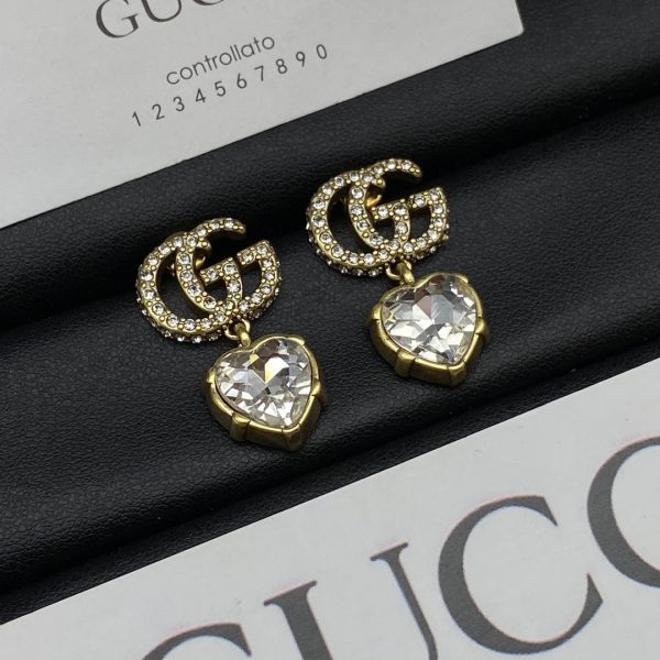 18K Double G Crystal Pendant Earrings - 图片 2