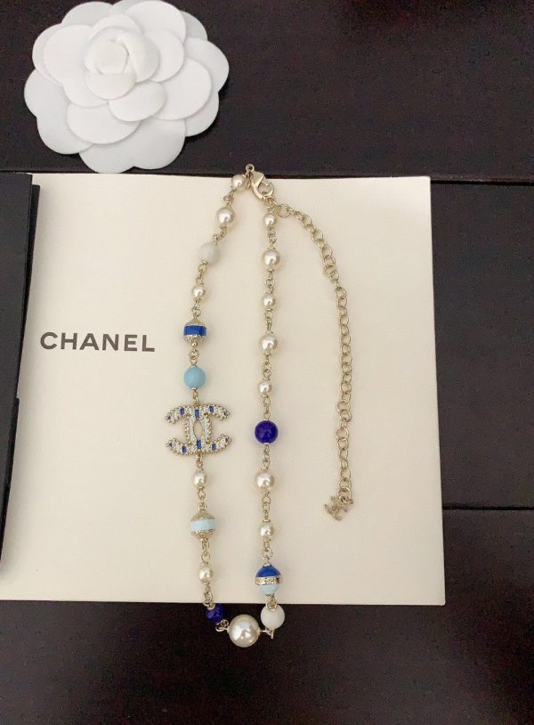 18K CC Blue & White Pearls Necklace - 图片 3