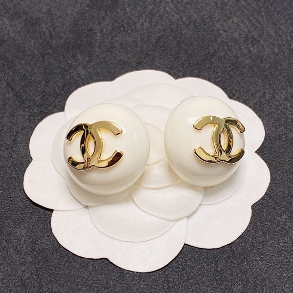18K CC Pearl Round Earrings - 图片 3