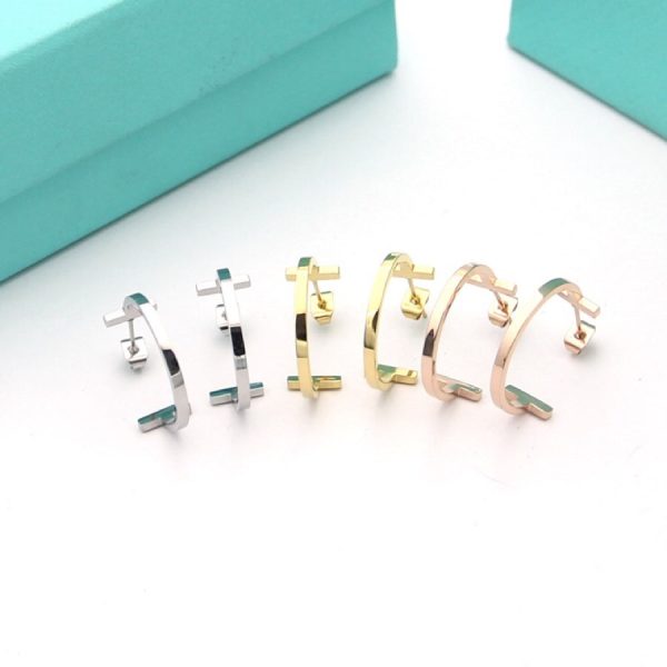 18K T Hoop Earrings - 图片 8