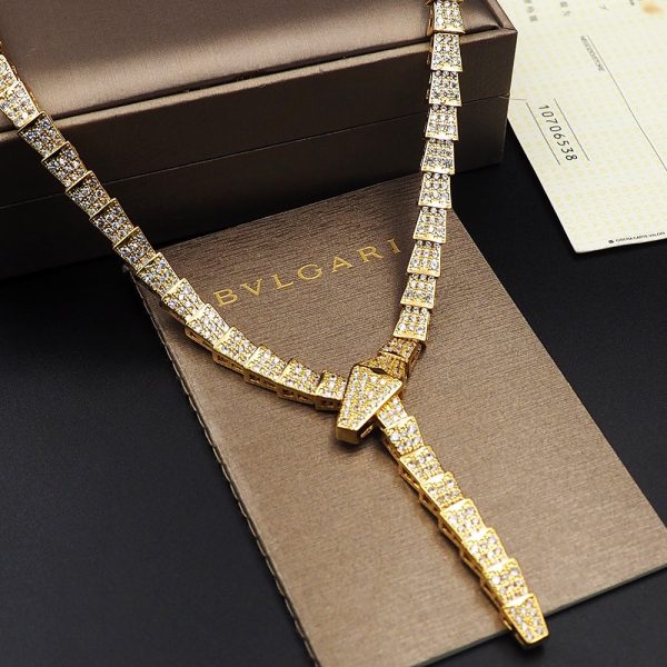 18K BV Serpenti Viper Full Pavé Diamonds Necklace - 图片 7