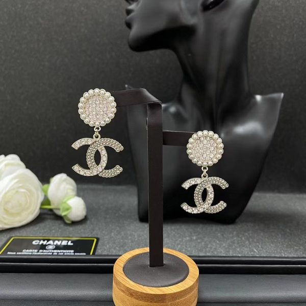 18K CC Diamond Drop Earrings - 图片 5