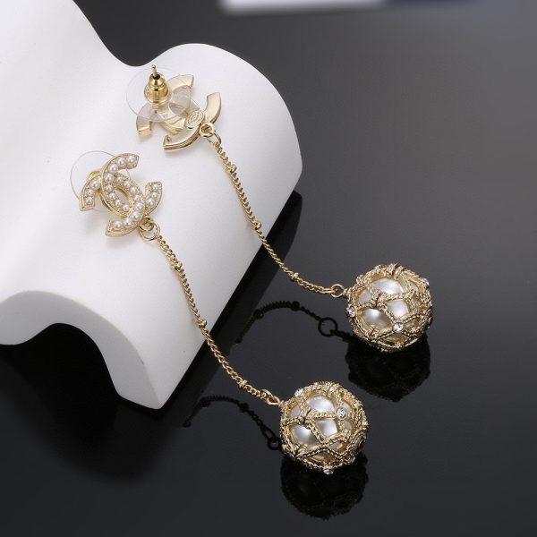 18K CC Pearl Long Earrings - 图片 5