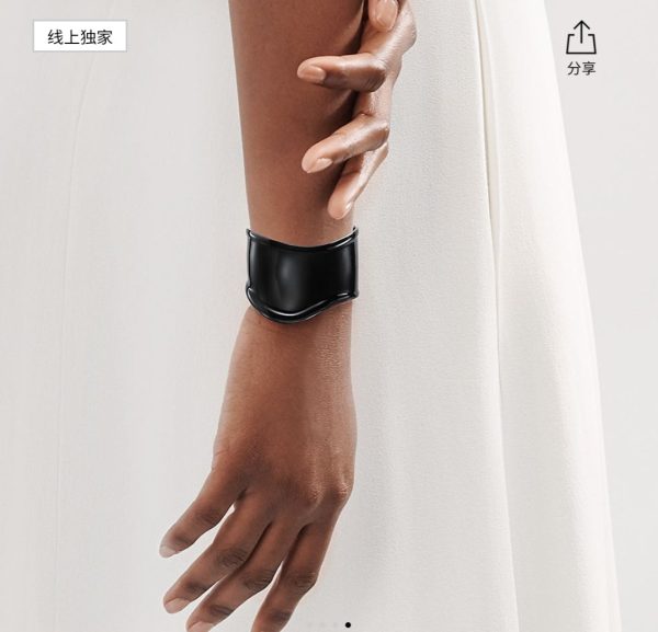 18K T Elsa Peretti Small Bone Cuff Black Bracelet - 图片 3