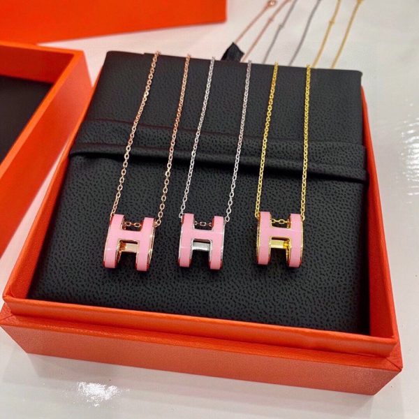 18K Mini Pop H Pink Necklace - 图片 5