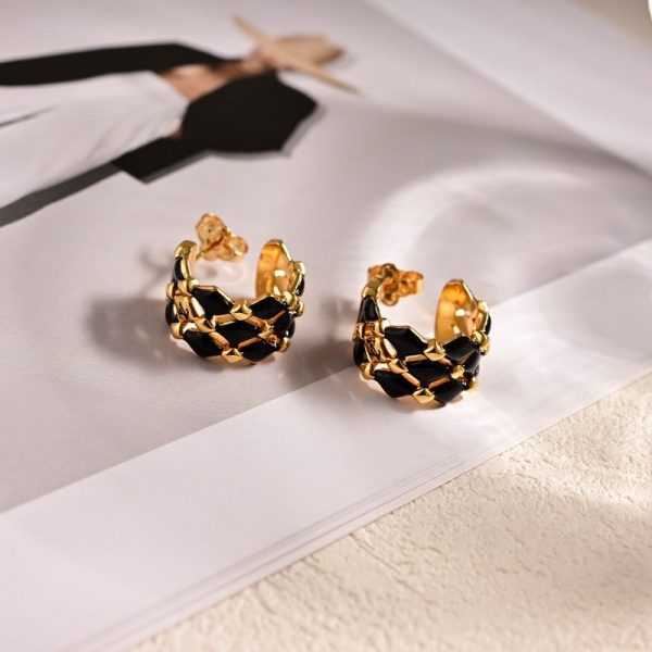 18K Louis Leather Earrings - 图片 4