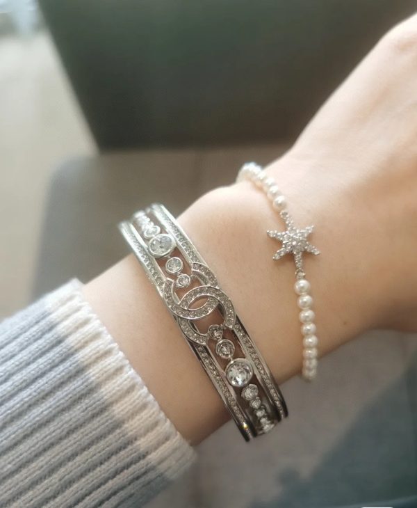 18K CC Cuff Crystals Open Bracelet - Image 4