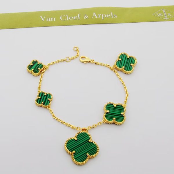 18K Magic Alhambra Five Malachite Motifs Clover Bracelet - 图片 2