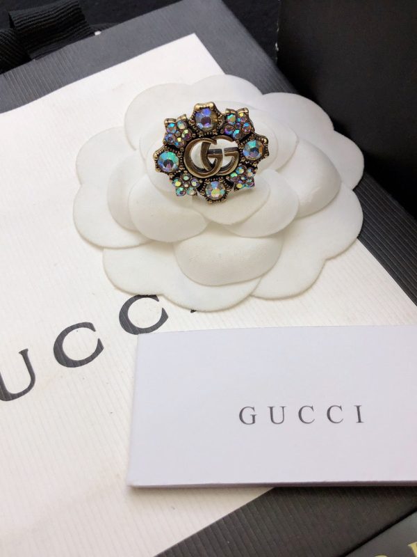 18K Double G Crystal Flower Ring - 图片 7