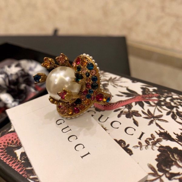 18K Double G Multistone Pearl Ring - Image 6