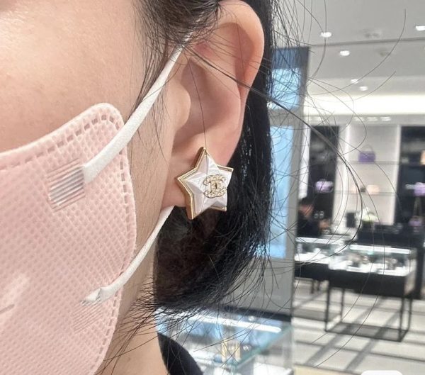 18K CC Star Pearl Earrings - 图片 2