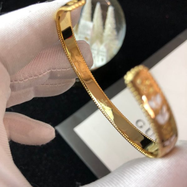18K Double G Icon Blossom Enamel Bangle Bracelet - 图片 6