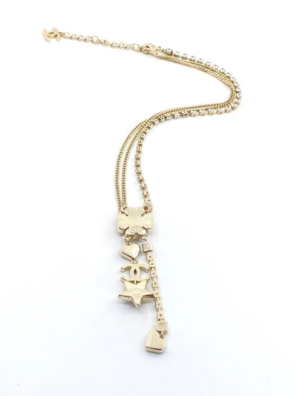 18K CC Heart Crystals Chain Necklace - 图片 4