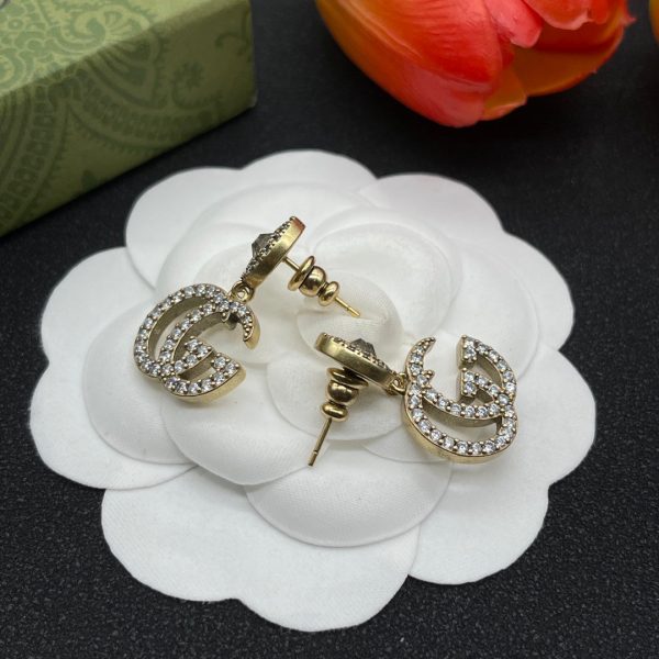 18K Double G Crystals Earrings - 图片 3