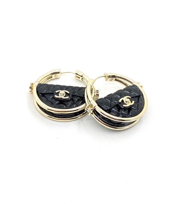 18K CC Black Bag Earrings - 图片 4